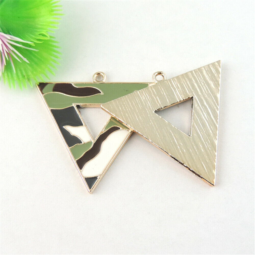 5PCS Triangle Army Green Enamel Charm Camouflage Alloy Pendant Jewelry 42*42*2mm