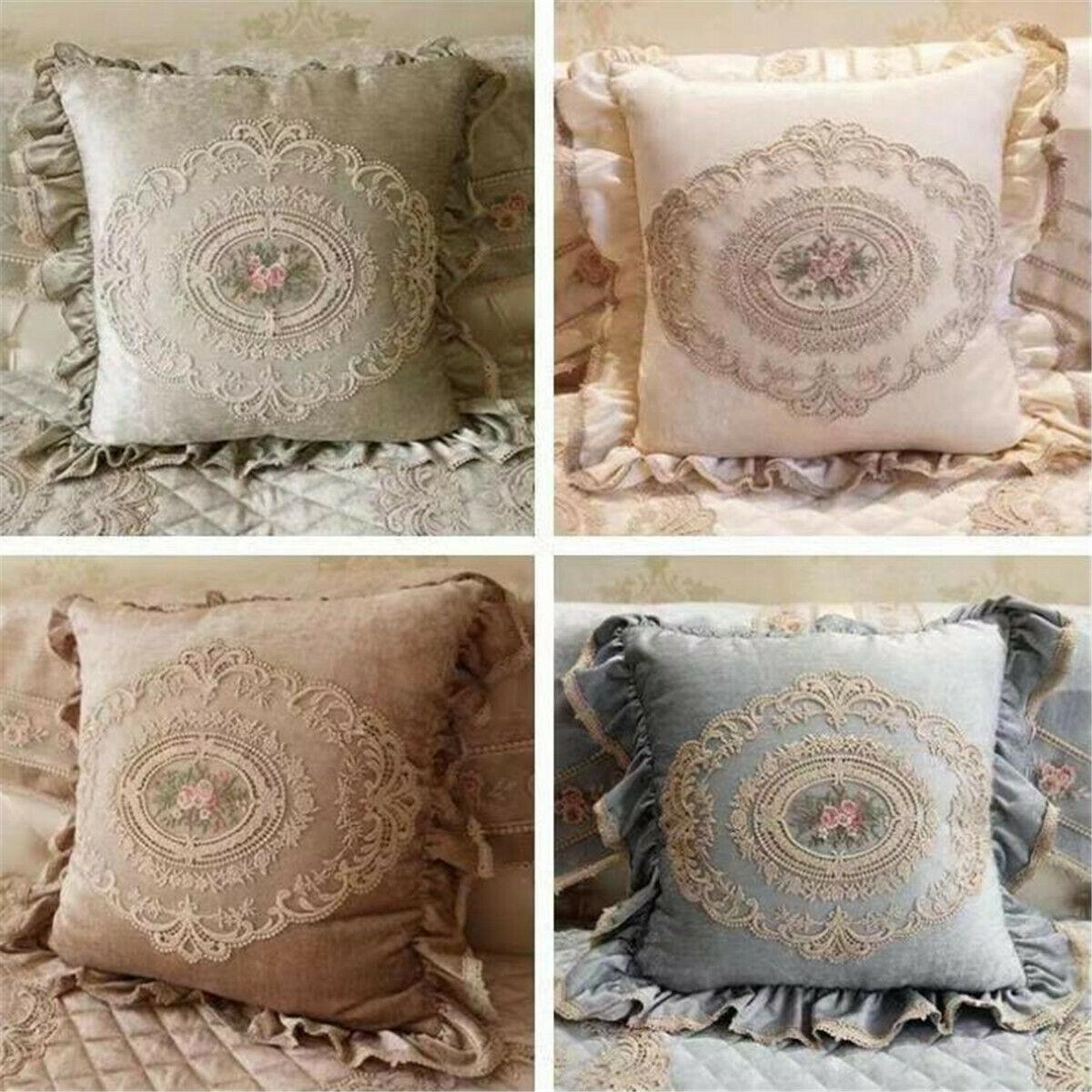 3pcs Flower Sewing Applique Trim Embroidery Floral Lace Trims Sofa Cushion Decor