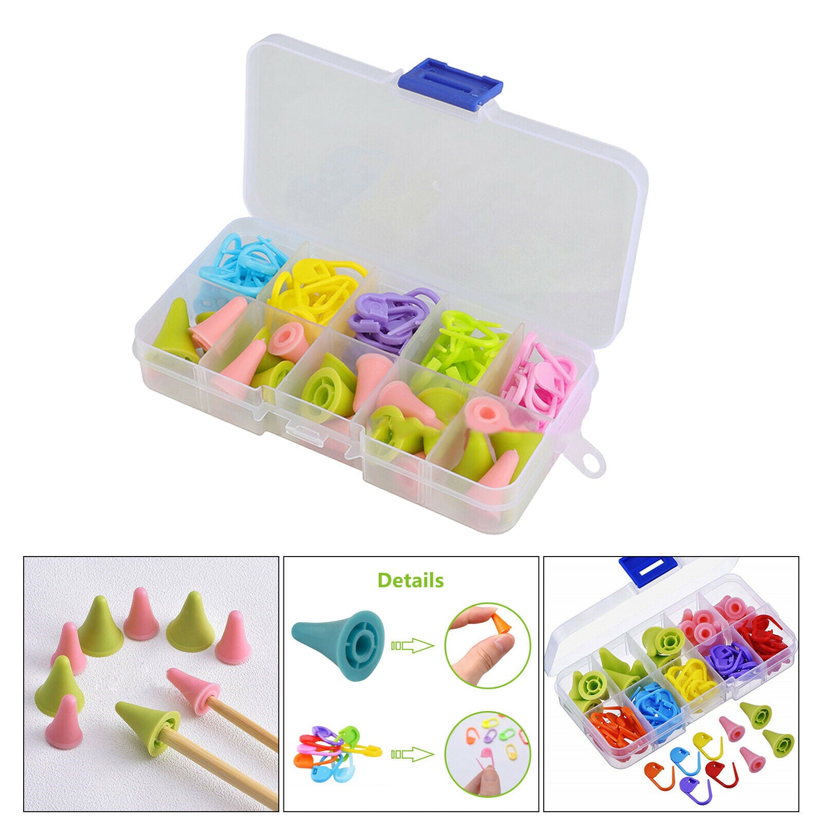 Knitting Crochet Accessories Set 60x Stitch Markers 20pcs Needles Stoppers
