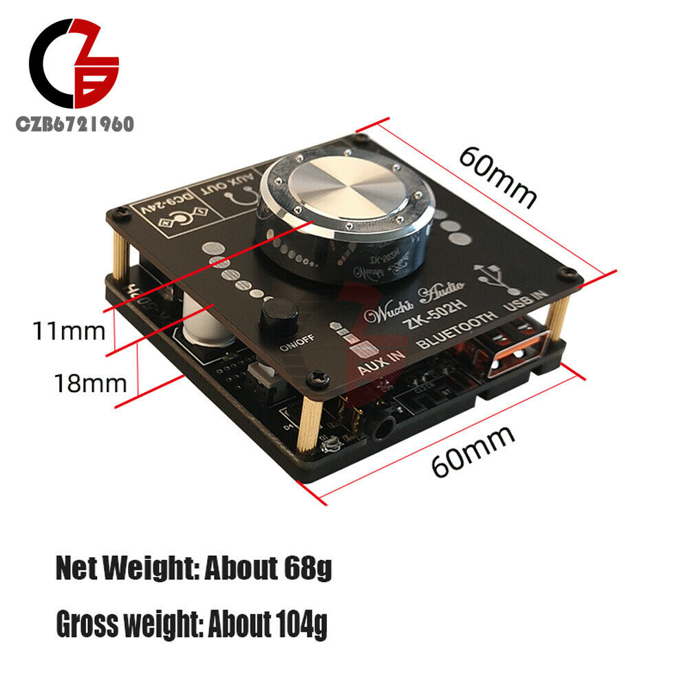 ZK-502H HIFI Bluetooth 5.0 TPA3116D2 50WX2 Digital Power Amplifier Board Stereo