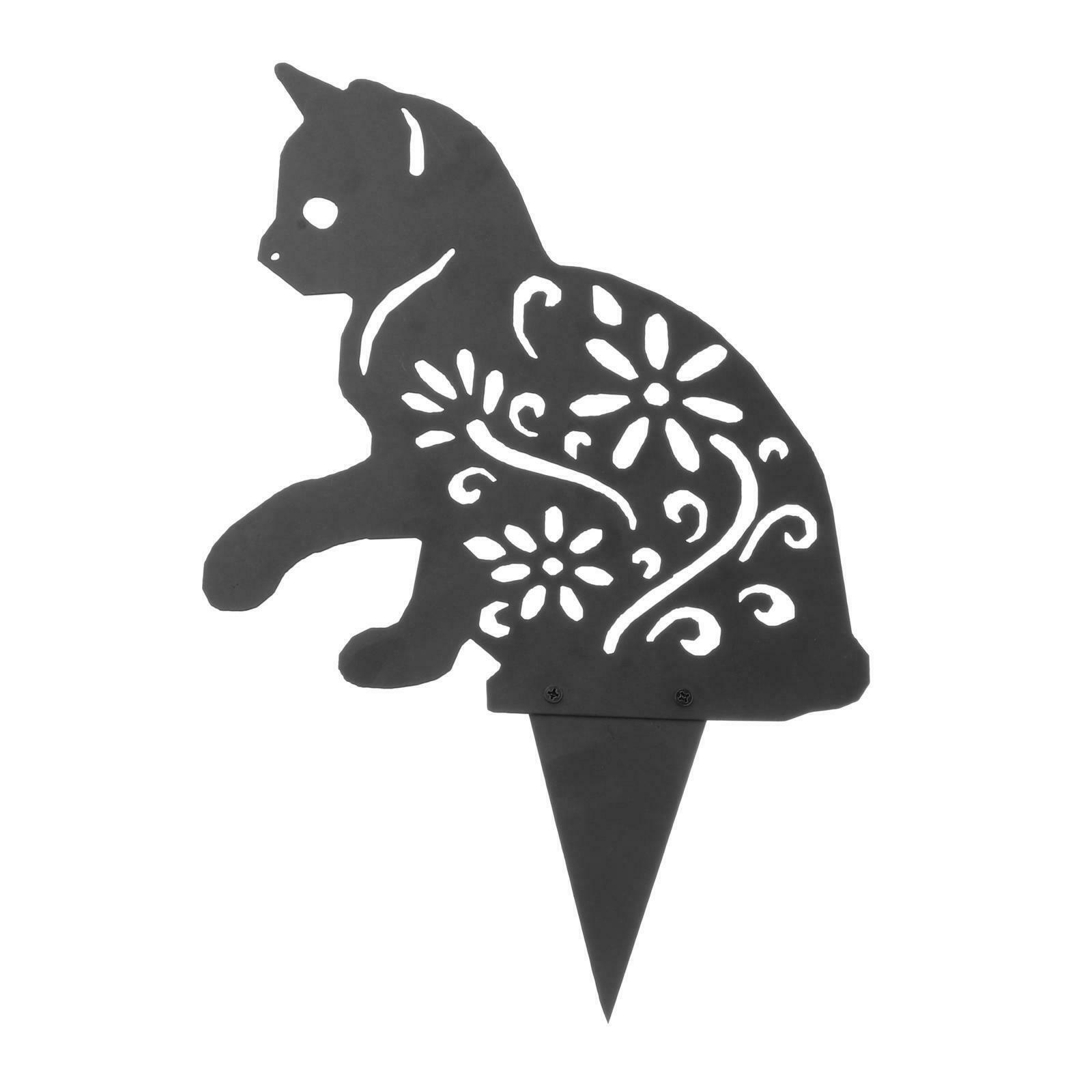 Cats Yard Art Metal Garden Rustic Statue Decor Silhouette Stake Decorations