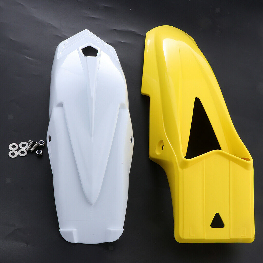 2 Pcs Motorcycle Front Fender Mudguard Wheel Splash Guard Yellow + White