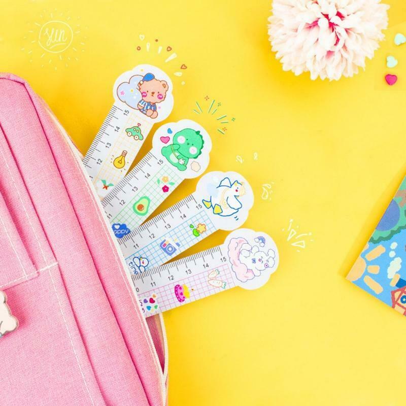 2 Pcs/Pack Cute Magnetic Ruler Very Flexible Cartoon Magnetic Bookmark for Kidsk
