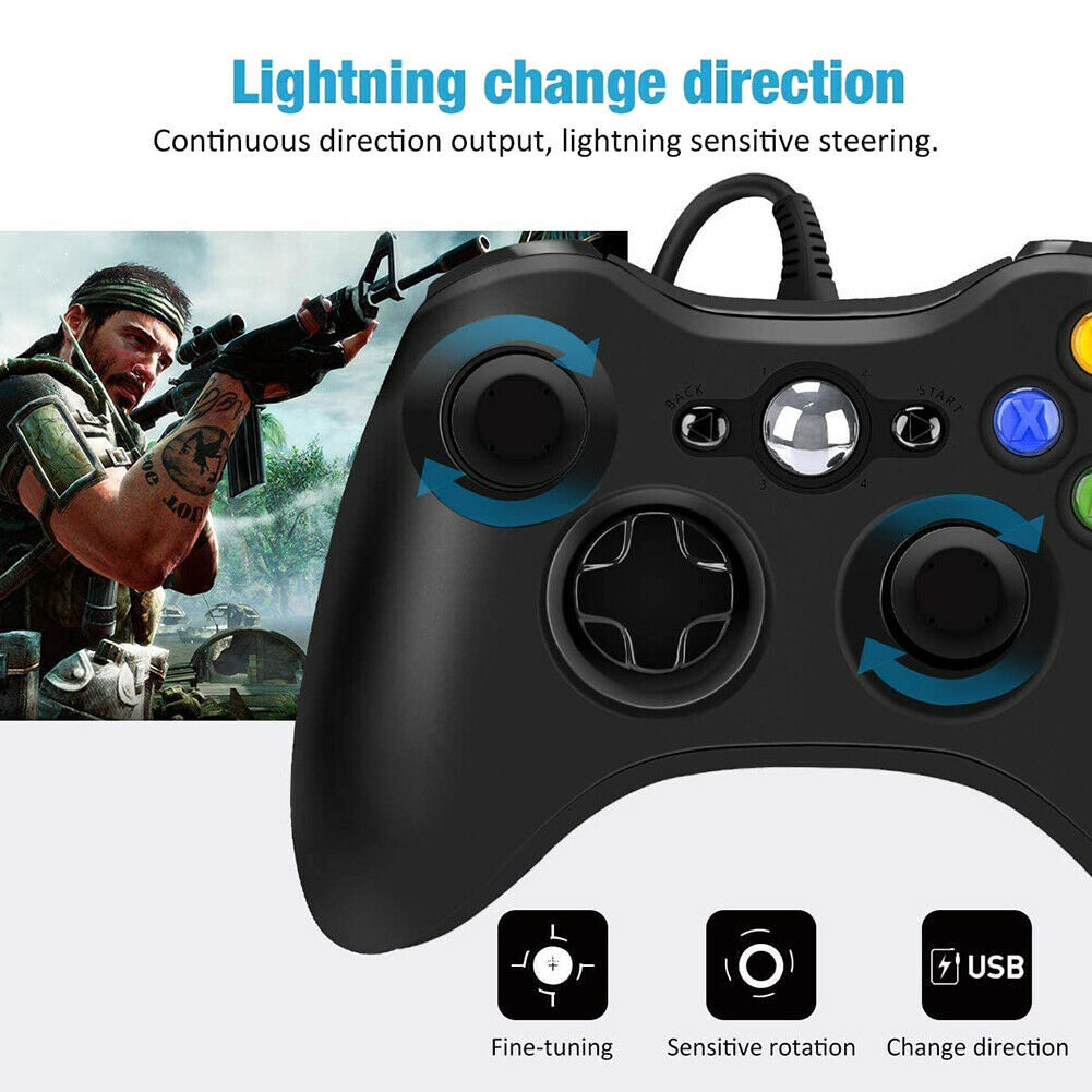 BLACK BRAND NEW USB WIRED CONTROLLER FOR MICROSOFT XBOX ONE S DESKTOP LAPTOP