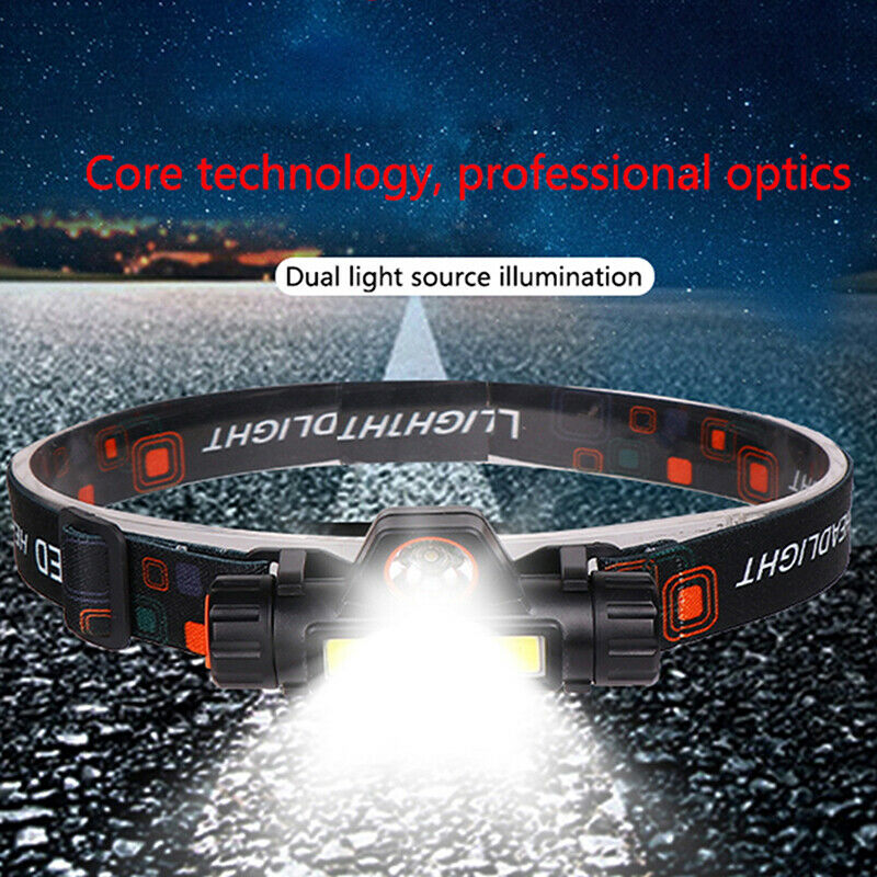 USB 18650 Rechargeable Battery LED Headlamp COB Work light 2 Mode With Ma.l8