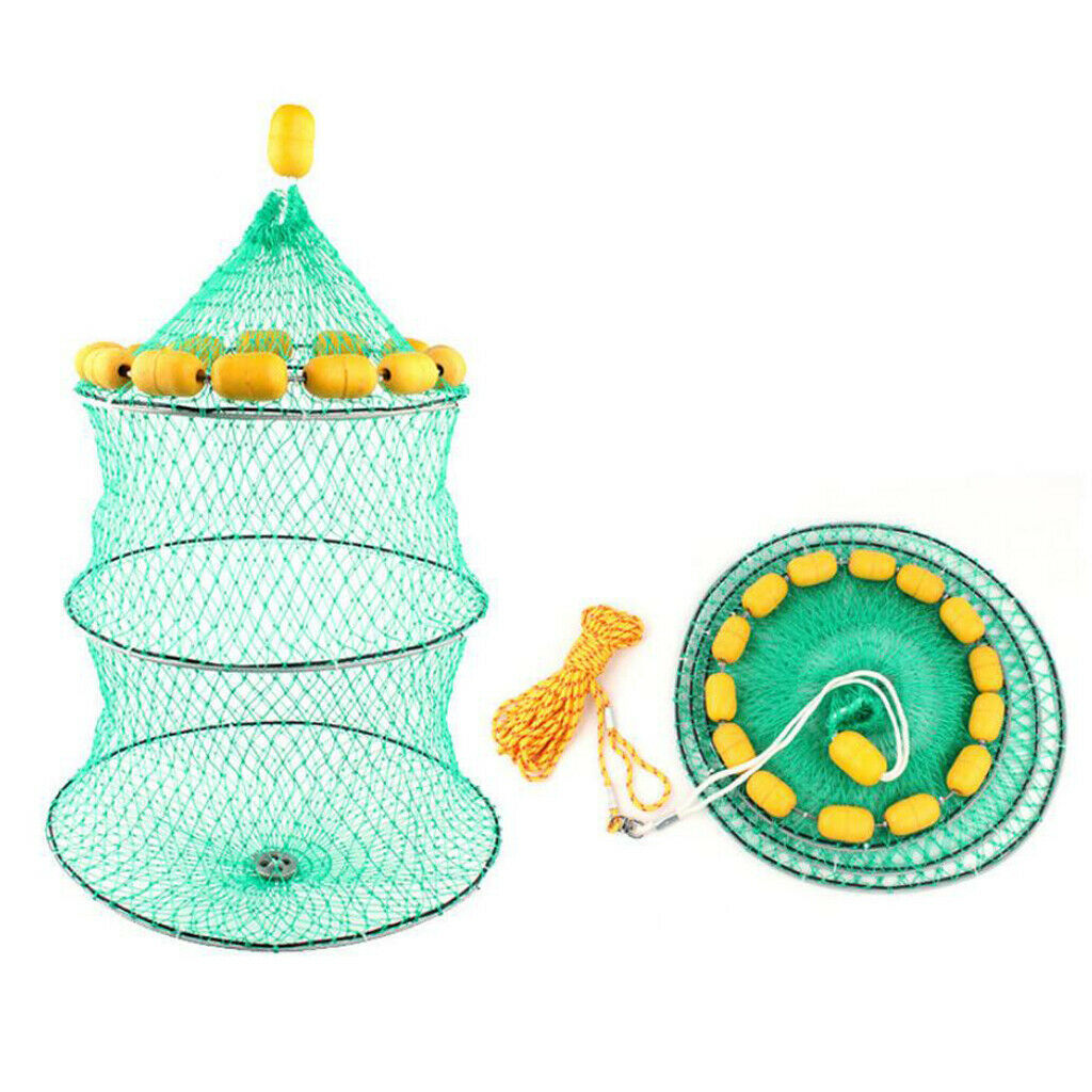 Buoyancy Fishing Net Trap Three-Layer Folding   Cage with 14 Float Balls