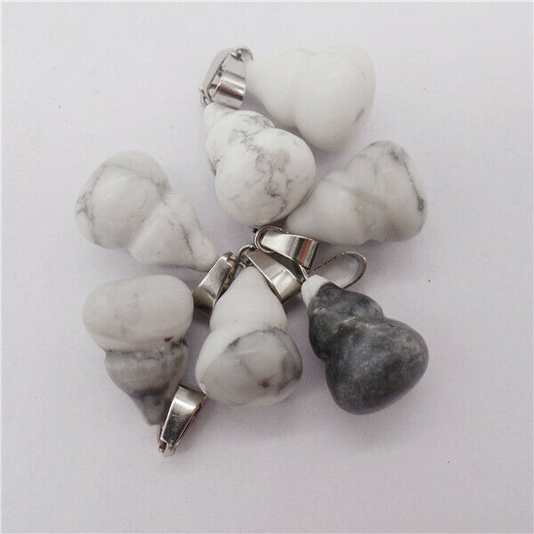 15Pcs 18x14mm Natural White Howlite Carved Gourd Lucky Pendant Bead DIY HH9606