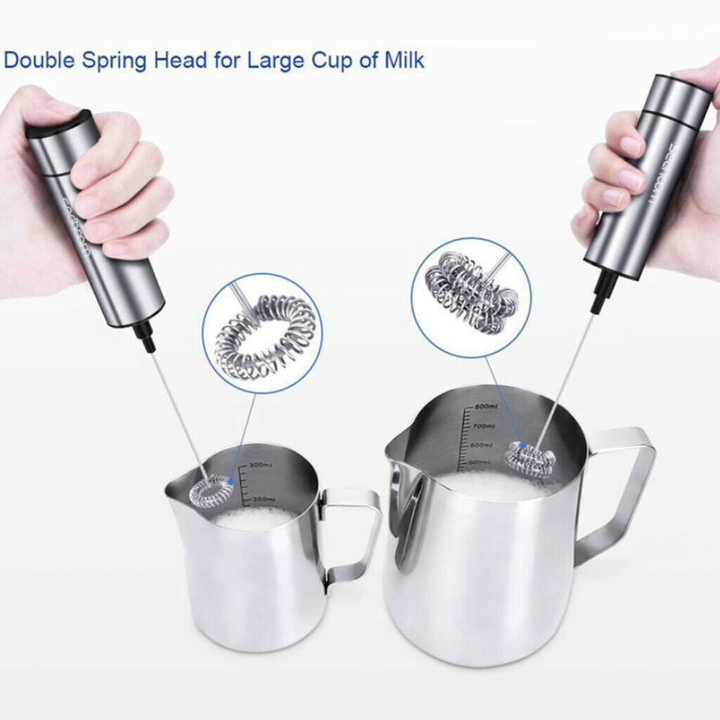 Double Spring Whisk Electric Milk Frother Kitchen Mixer Hand Milk Foamer