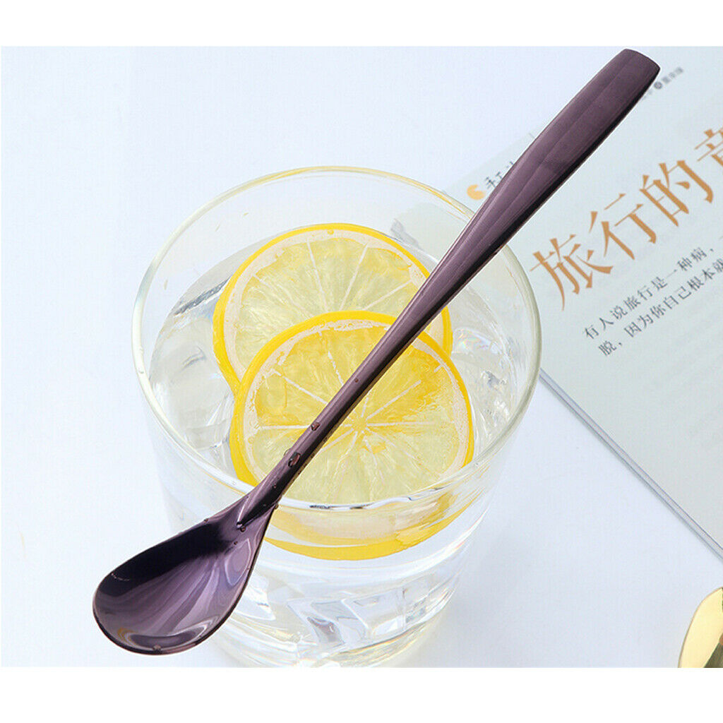 2Pcs Stainless Steel Long Handle Tea for Sundae Coffee w/ Smooth Surface
