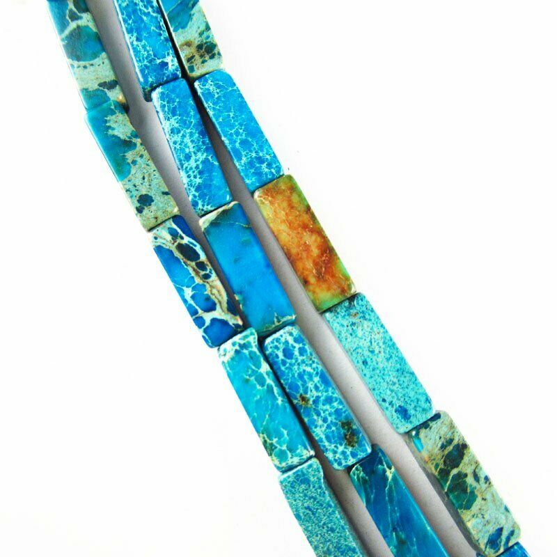 14x4x4mm Blue Man-made Sea Sediment Jasper Oblong Loose Bead 15.5 inch 594DHS