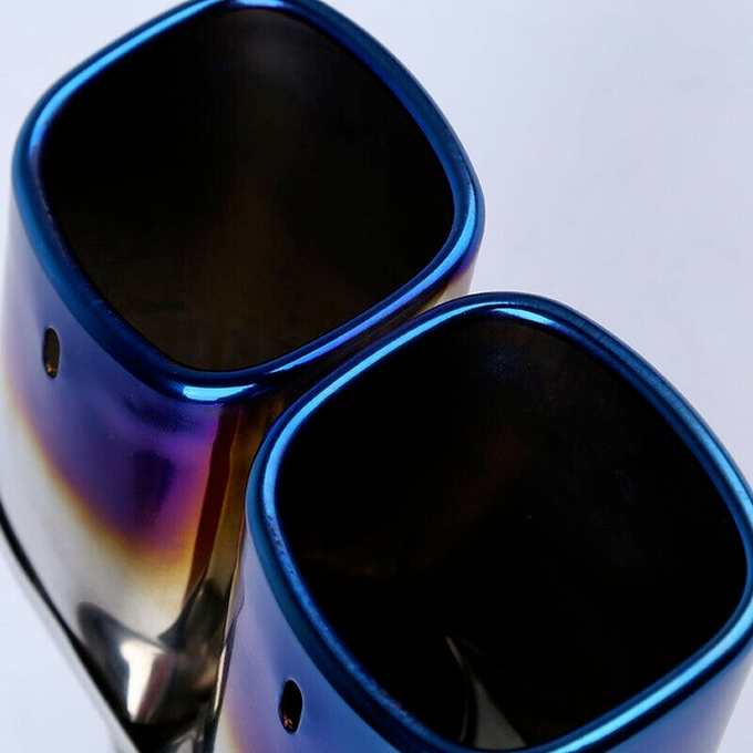Stainless Steel Chrome Car Dual Exhaust Tip Square Tail Pipe Muffler 63mm/2.5"