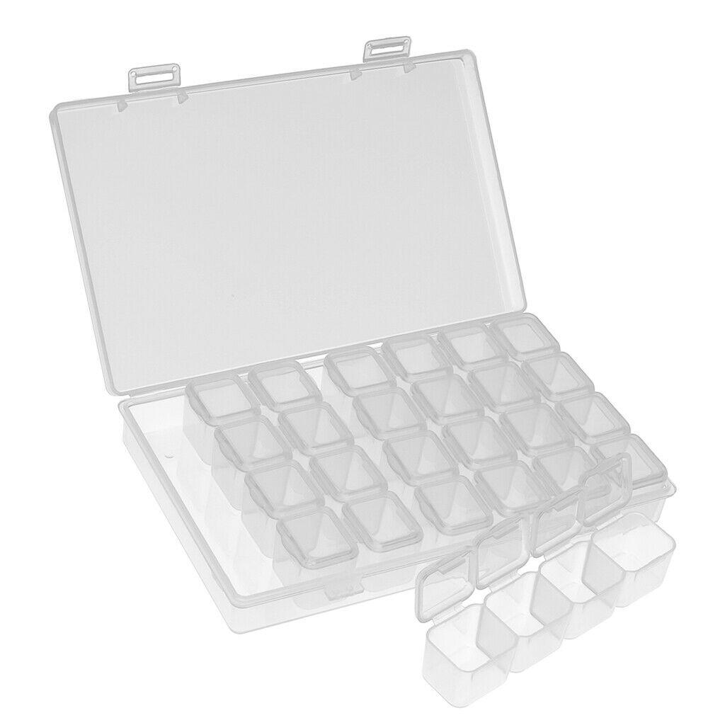 28 Grids Box Case Plastic Jewelry Storage Box Nail Art Tips