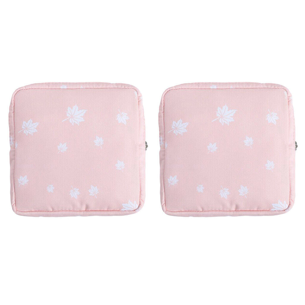 2xSanitary Napkin Bag Purse Holder Organizer Storage Bags &Zipper Traveling Pink