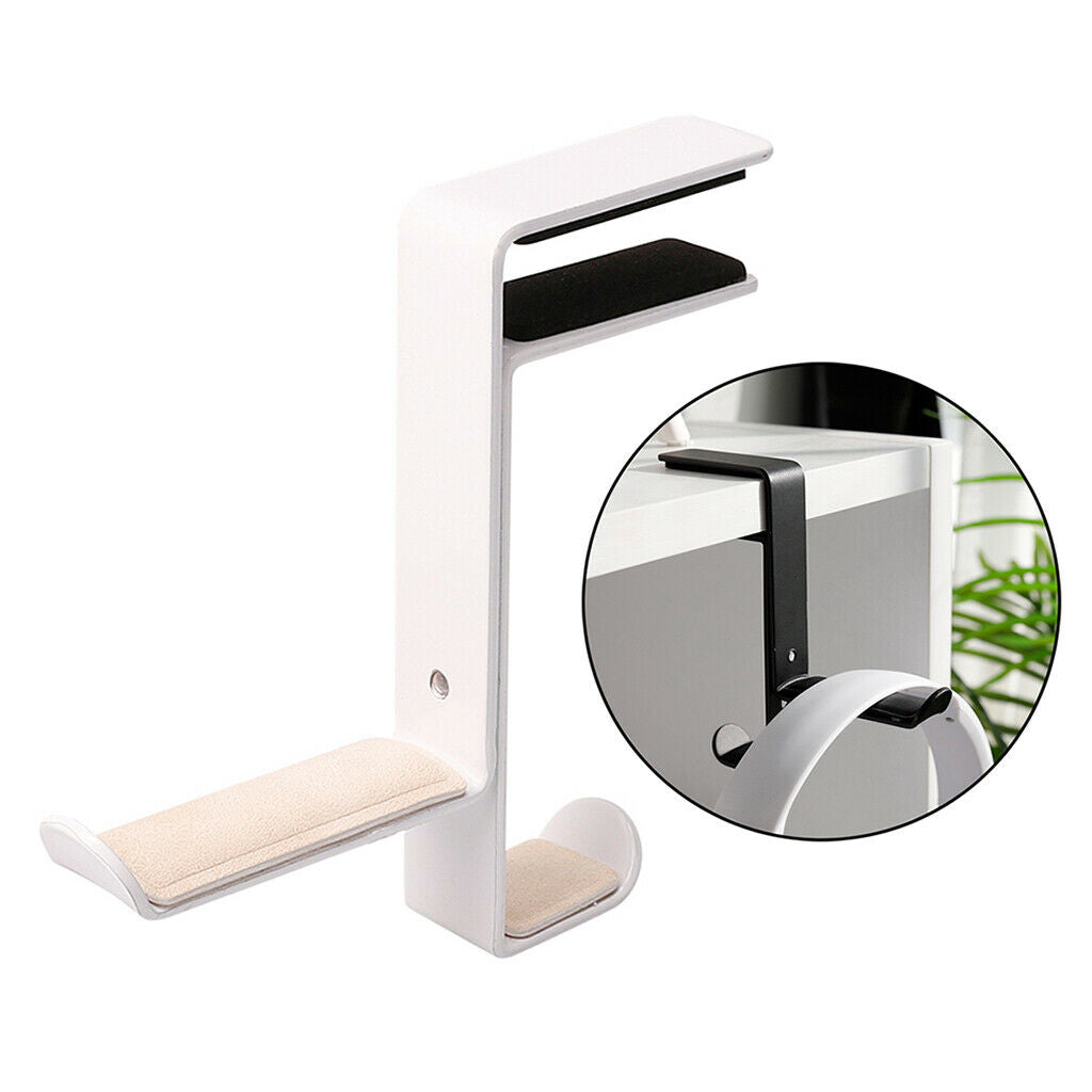 Headphone Stand Hanger Hook Headset Clever Under Desk w/ Curved End White A