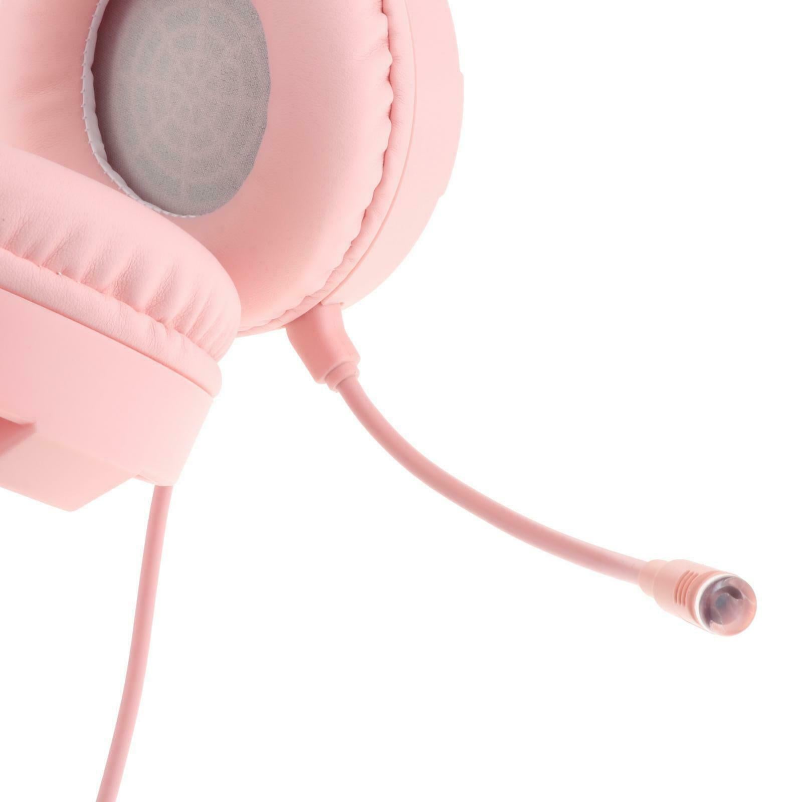 with Mic Over Ear Gaming Headset Headphones for Gamer Soft Earmuffs Pink