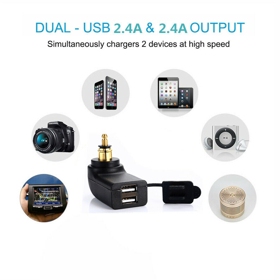 Waterproof Motorcycle Bike USB 4.8A Charger With LED Digital Voltmeter For BMW