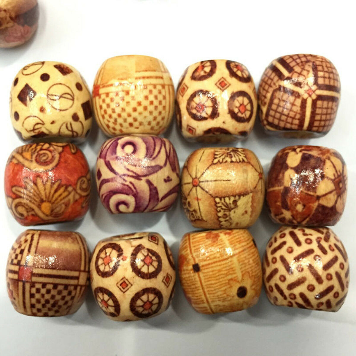 100pcs Mixed Wood Round Beads for Jewelry Making Loose Spacer 10mm