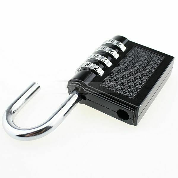 4 Dial Combination Padlock Locker Door Toolbox Luggage Suitcase Lock Black New
