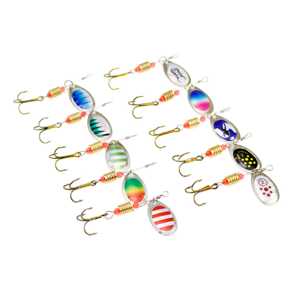 Pack of 10 Metal Fishing Jigs Sequins Baits with Treble Hooks Saltwater