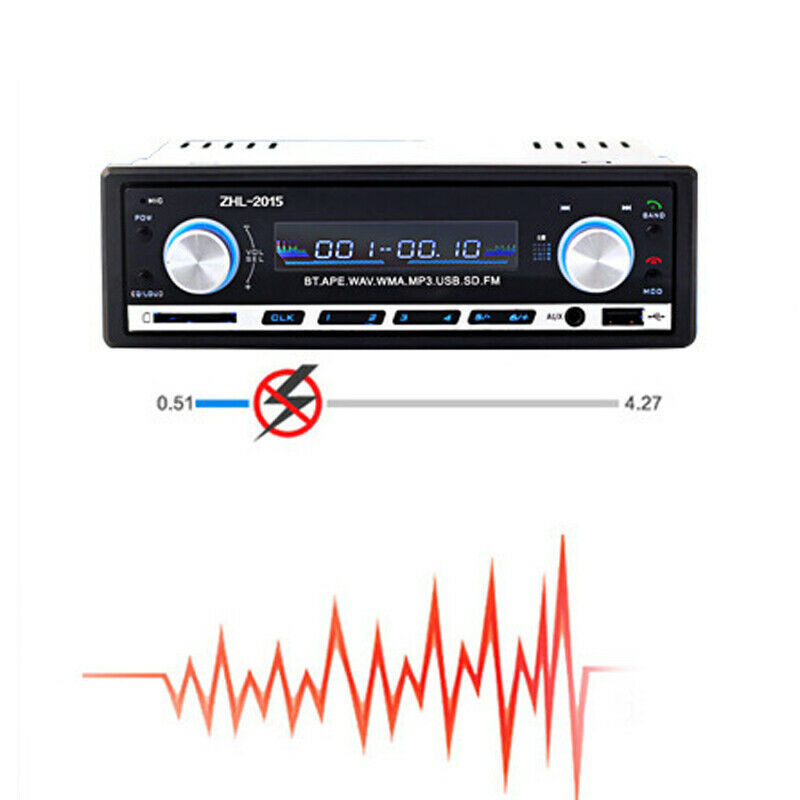 12V 1Din Car Stereo Radio Bluetooth FM Audio Music Player MP3/USB/SD/AUX In-Dash