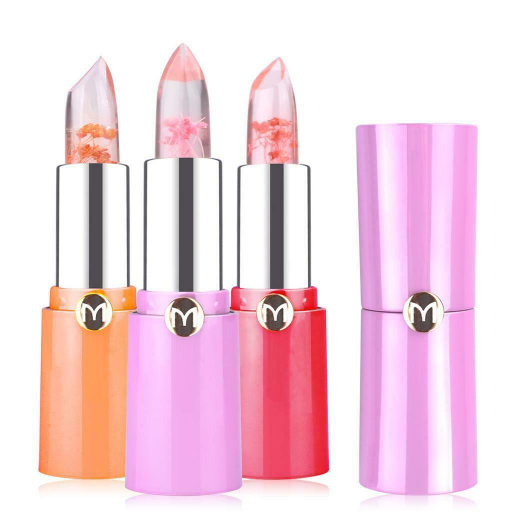 3 Shades DRY FLOWER Clear Jelly Temperature Change Color Lipstick Pink Shade