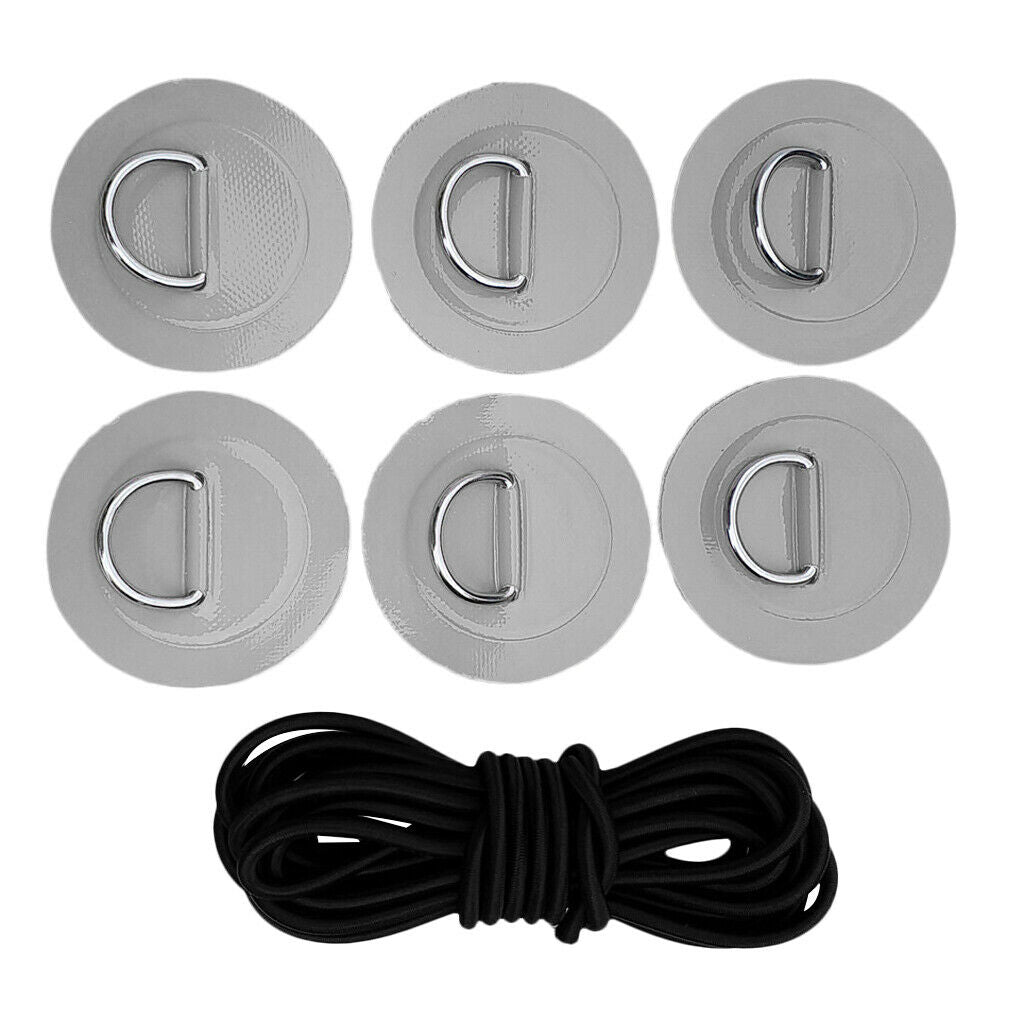 Heavy Duty D-ring Pad Patch Elastic ngee Rope for Kayak Canoe Boat Gray