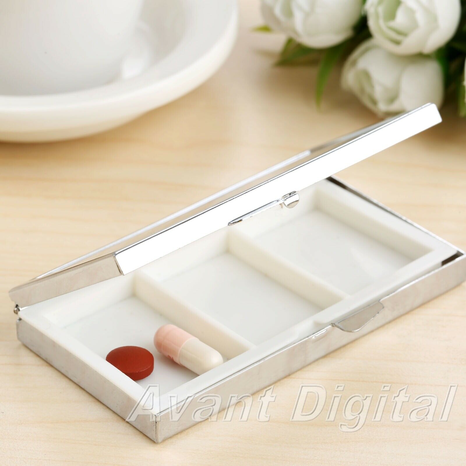 Portable Rectangle Pill Box Medicine Organizer Container Case 3 Slots Travel
