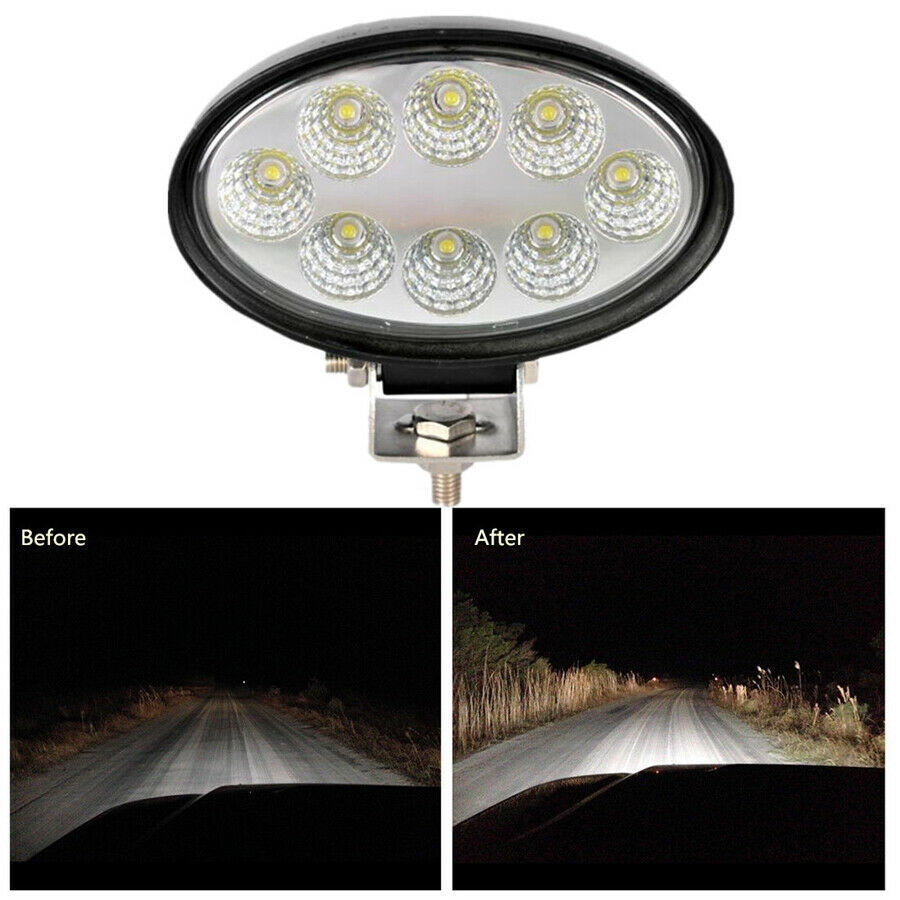 2x Oval LED Flood Driving Light Work Light 6000K IP 67 2000LM for SUV Car Truck