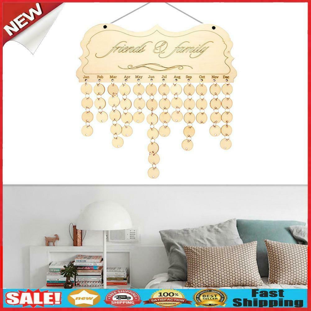 DIY Wooden Birthday Calendar Sign Special Dates Planner Board Hanging Decor @