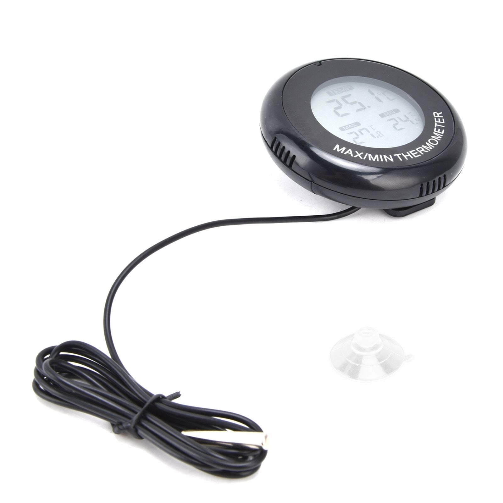Digital LCD Round Thermometer Magnetic Suction Cup Temperature Meter For Reptile