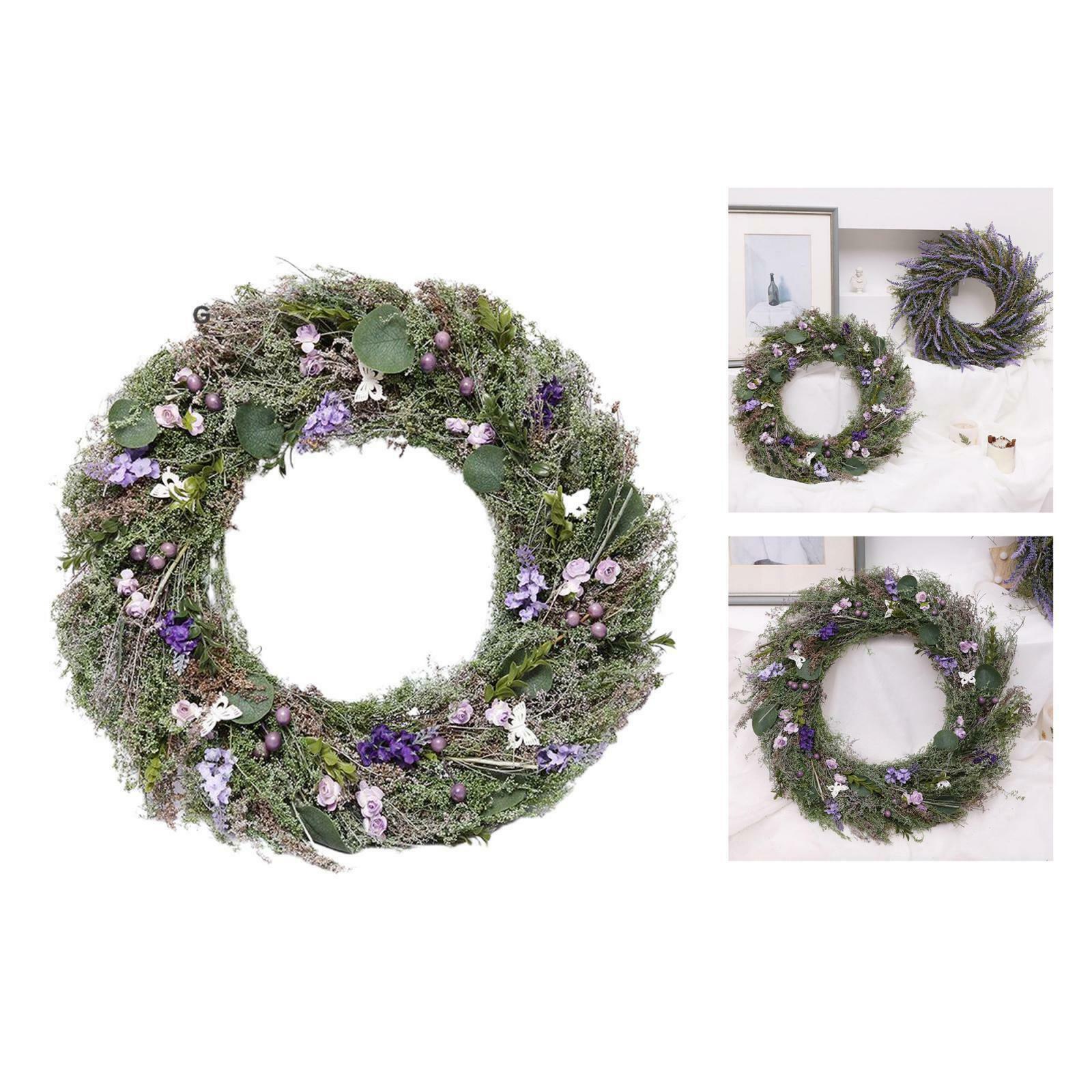 Handmade Hanging Artificial Lavender Flower Wreath Wall Garland Home Decor