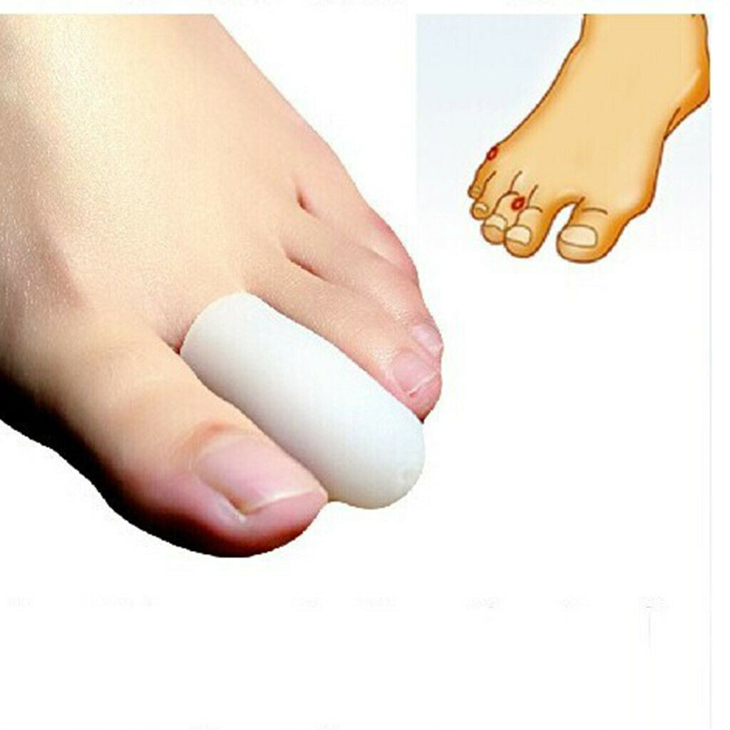 10x Silicone Toe Sleeves Caps Protector Separators for Hammer Toes White