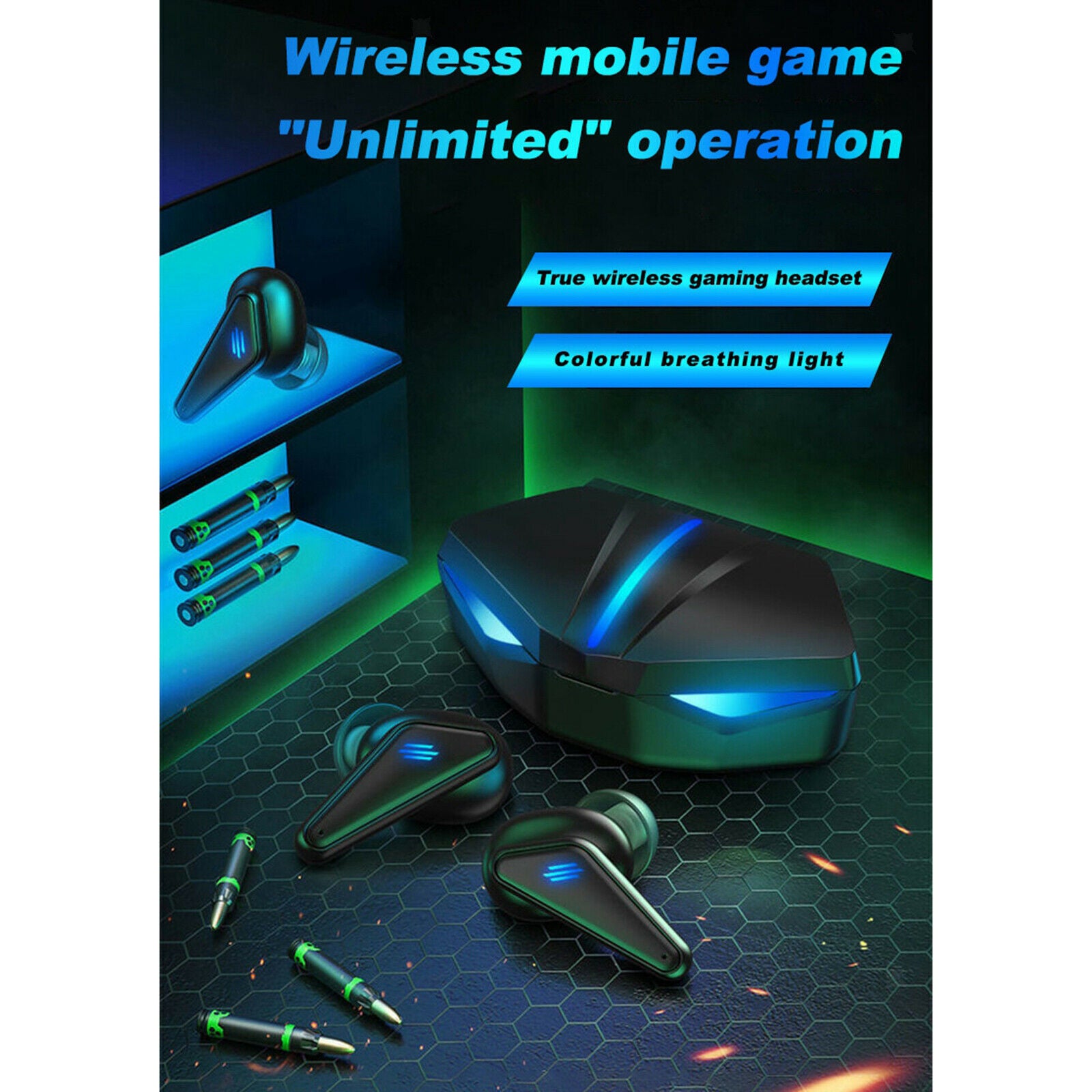 K55 Stereo HD Call Wireless Earbuds Low latency in-Ear for E-Sport Gaming