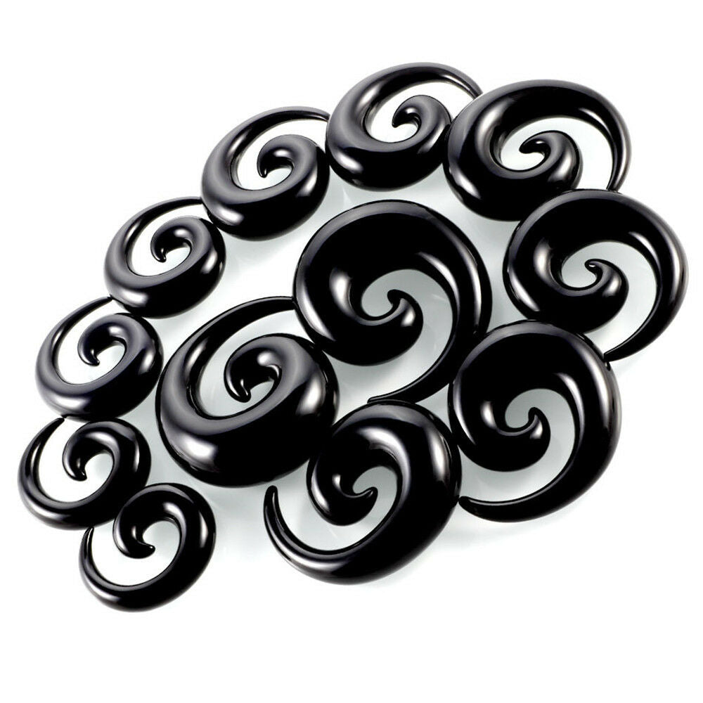 36pcs Black Acrylic Ear Taper Plug Spiral Expander Stretching Kit Gauges 14G-00G