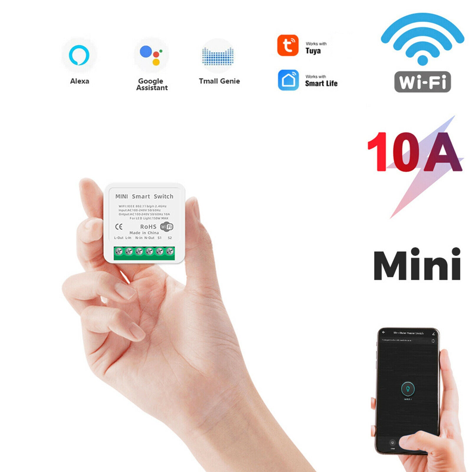 Smart Wifi DIY Switch Supports 2 Way Control Home Automation Module 10A