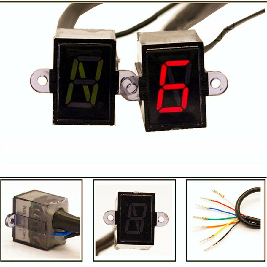 6 Speed N-6 Digital Motorcycle Gear Indicator Red LED Display Shift Lever Sensor