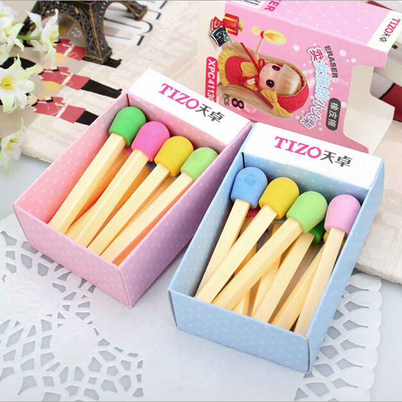 Funny Cute Match Rubber Pencil Eraser Set Stationery Elegant  Party Gift B Tt