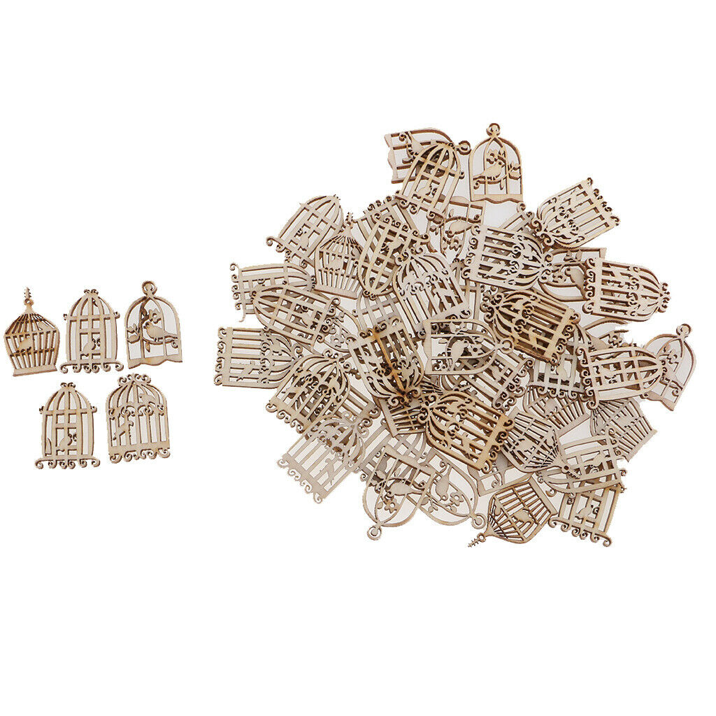 50x Wooden Birdcase Shapes Decor Craft Scrapbook MDF Wood Gift Embellishment