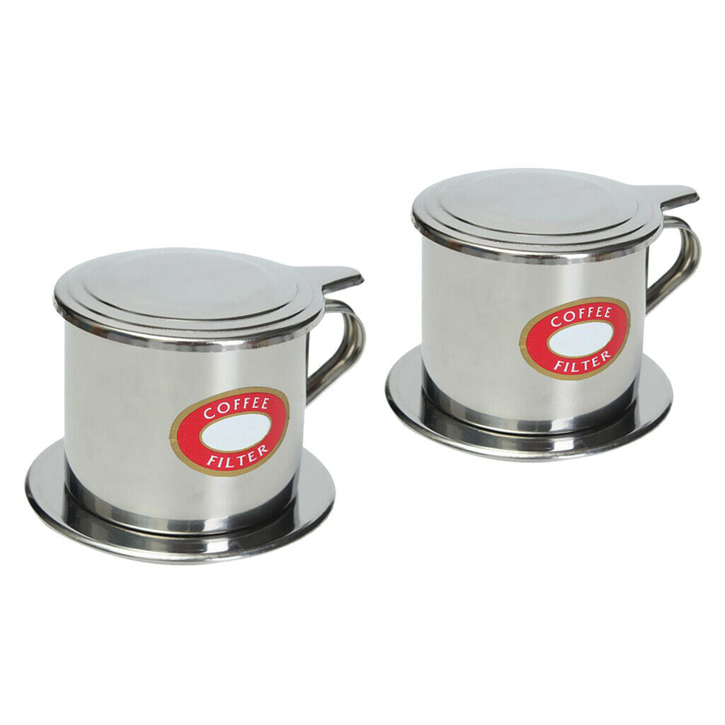 2 Pieces Vietnamese Coffee Filter Dripper Set Screw Down Insert 1.7oz 3.4oz