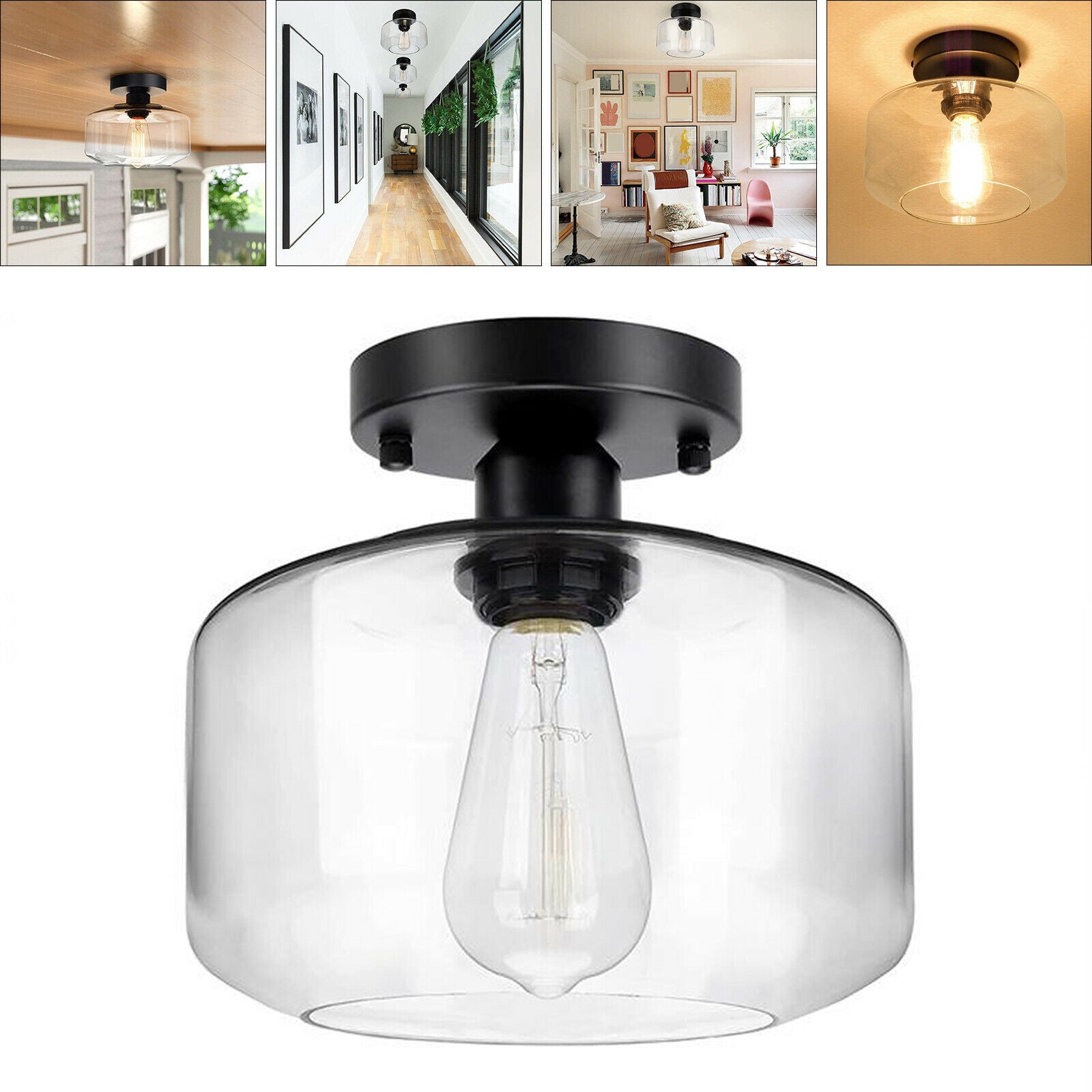 Ceiling Light Glass Lamp Shade Farmhouse Porch Kitchen Bedroom Bar Hanging