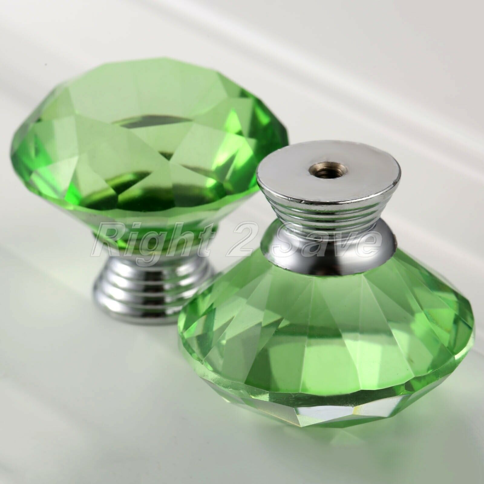 Green Knobs Crystal Glass 40mm Pull Handle Door Cupboard Drawer Cabinet 1PC