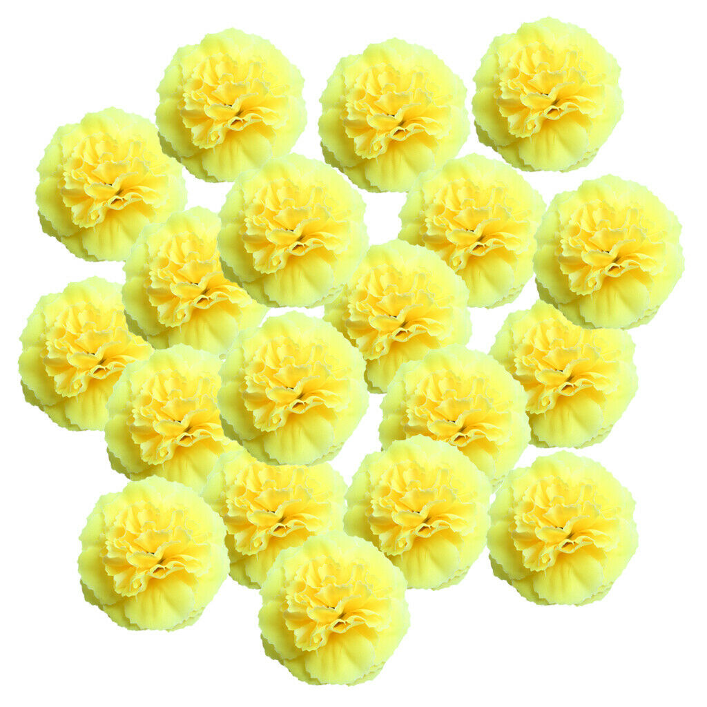 20 Pieces Artificial Silk Azalea Flower Heads Buds yellow
