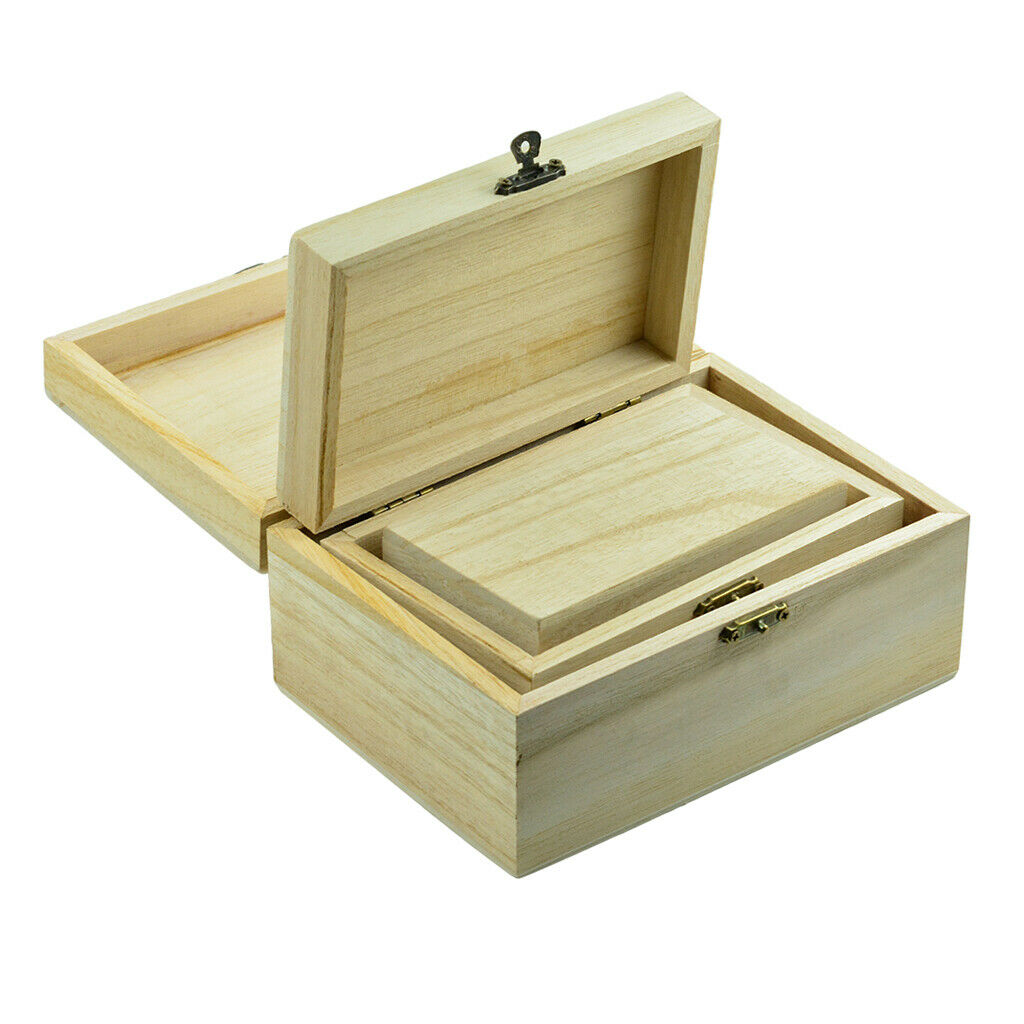 3Sets Wooden Box Crafts Case Home Stores Organizing Boxes Large Medium Small