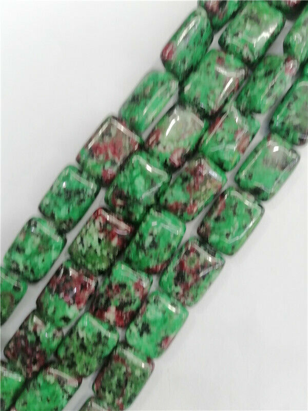 1 Strand 18x13x6mm Ruby in Fuchsite Rectangle Spacer Loose Beads 15.5inch HH8814