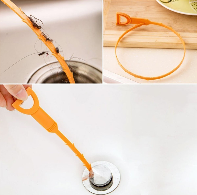 Reusable Drain Unblocker Cleaning Tool Sink Hair Remover Cleaner Stick Kitchen