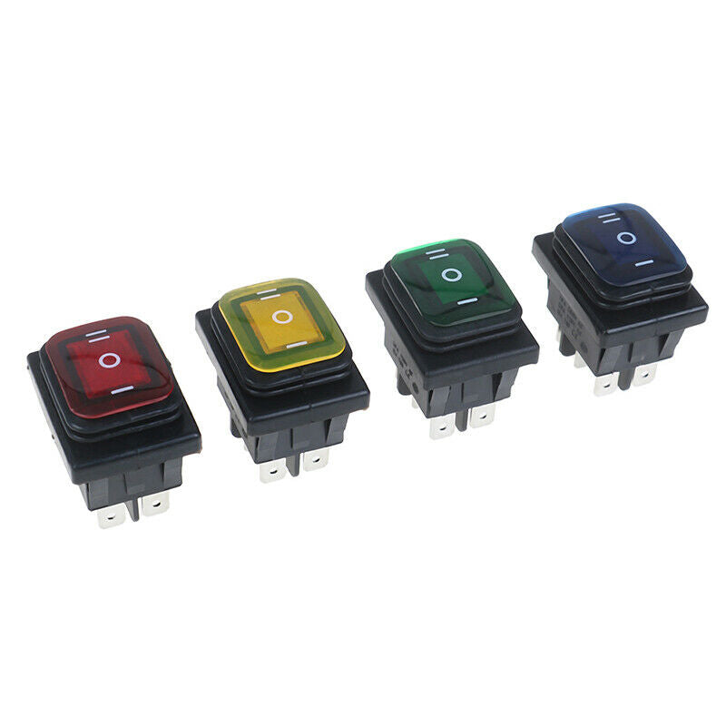 1PC 30A/250V 6Pin Waterproof  Auto Boat Toggle Rocker Switch with LED 12V 22N Tt