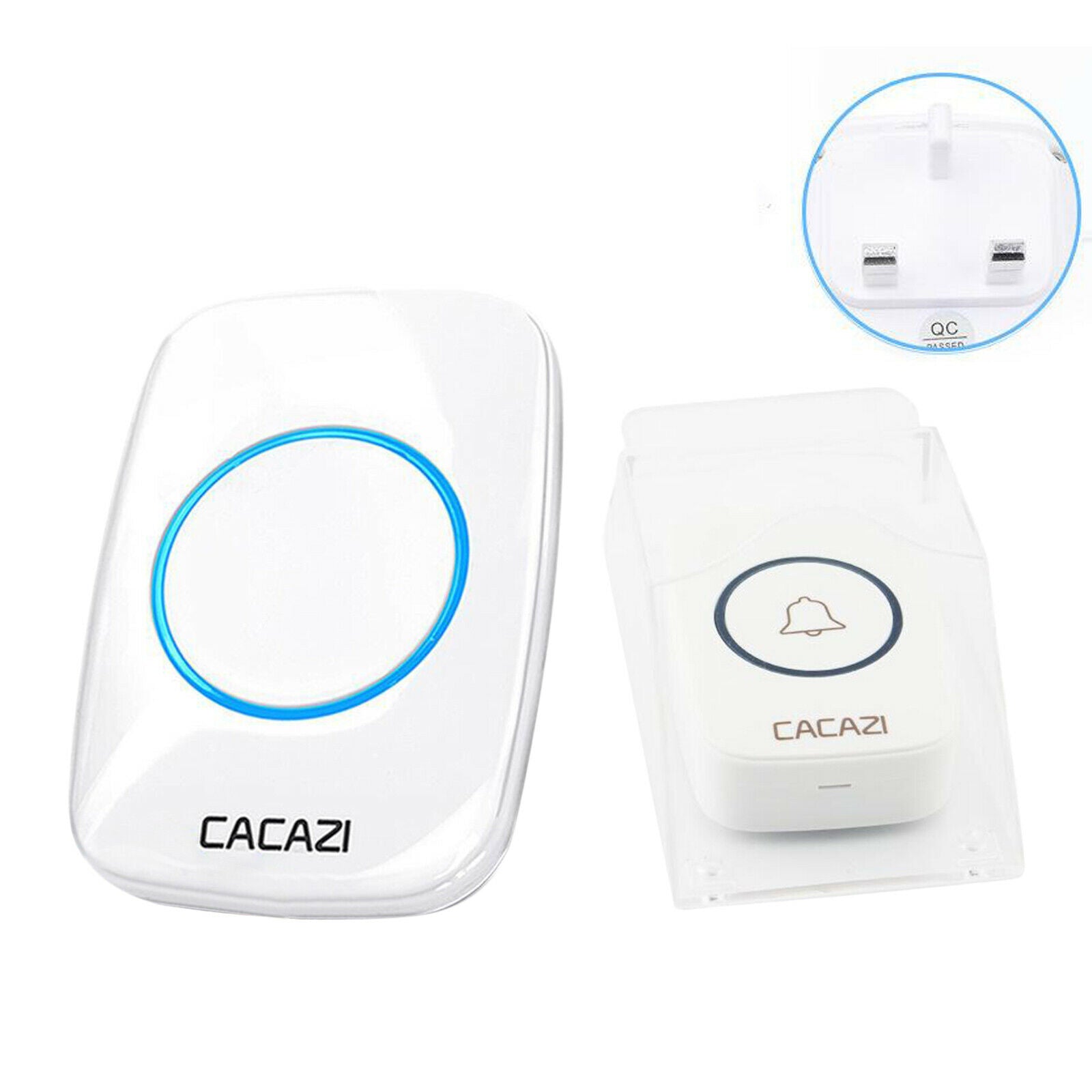 Wireless Door Bell Transmitter &Receiver Kit Waterproof 300M Range UK White