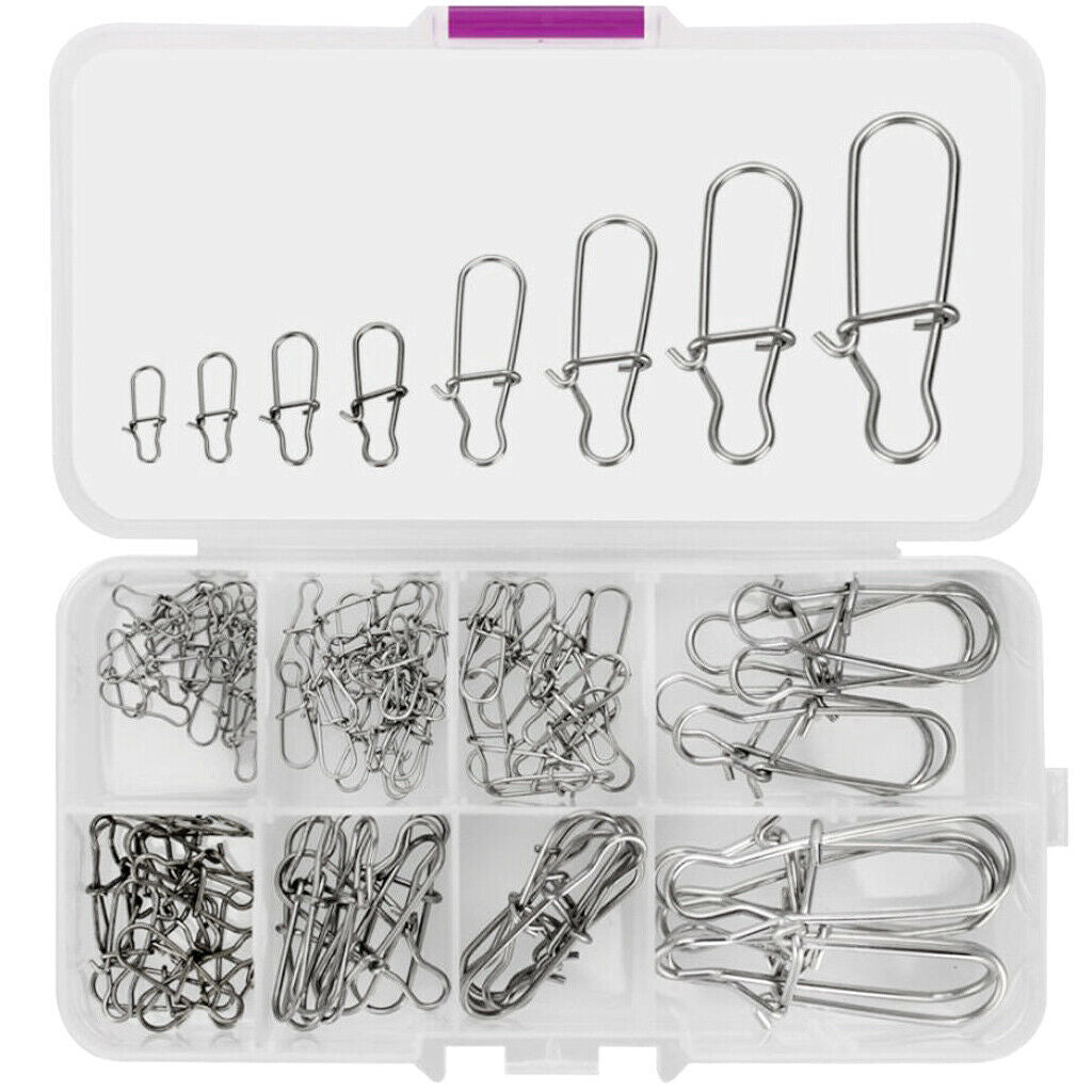 100pcs Strong Nice Swivels Lock Snaps for Fishing Freshwater Saltwater Rings