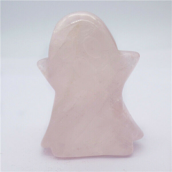 46x36x20mm Natural Rose Quartz Carved Ghost Decoration Statue Home Decor HH7936