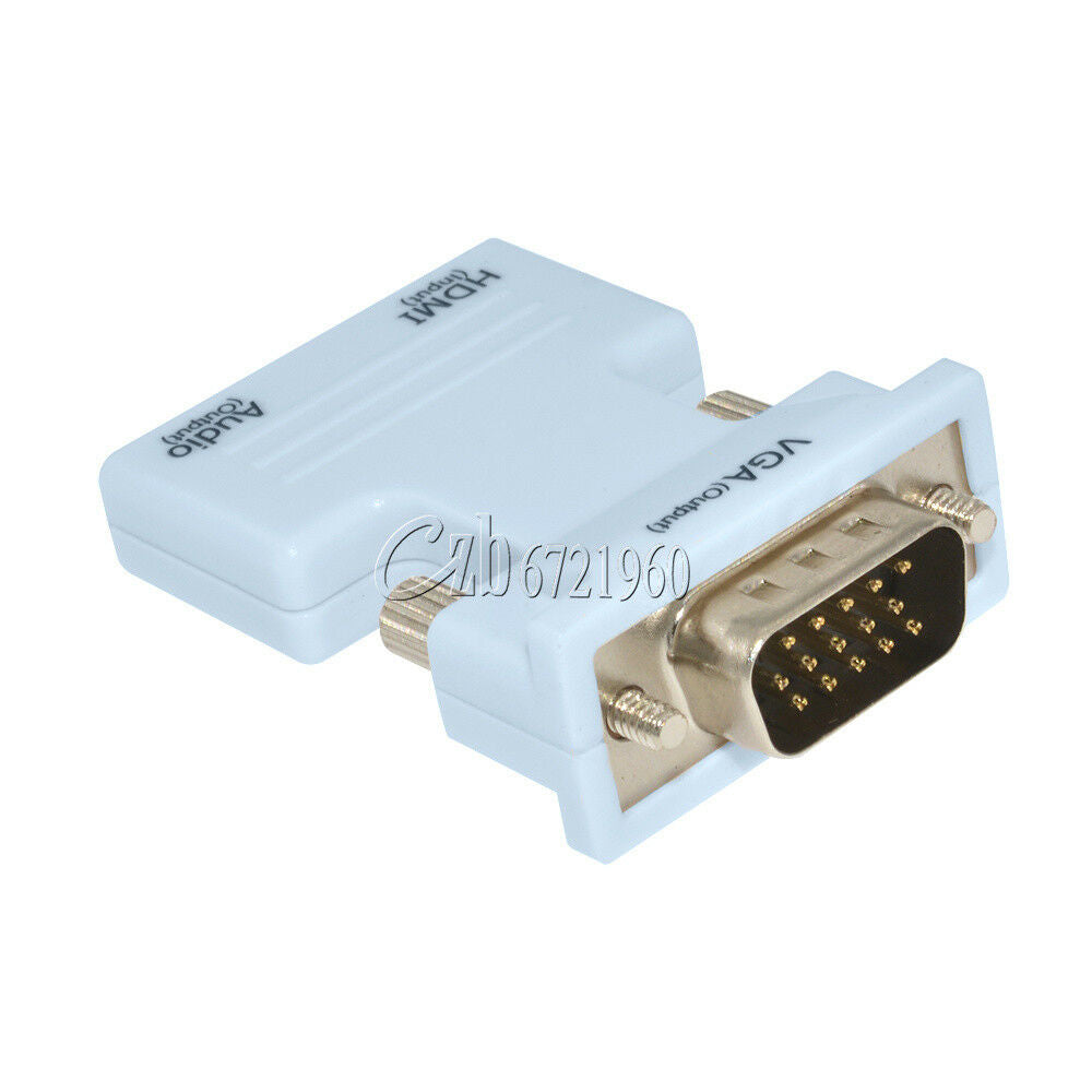HDMI Female to VGA Male Converter+Audio Cable Support 1080P Signal Output White